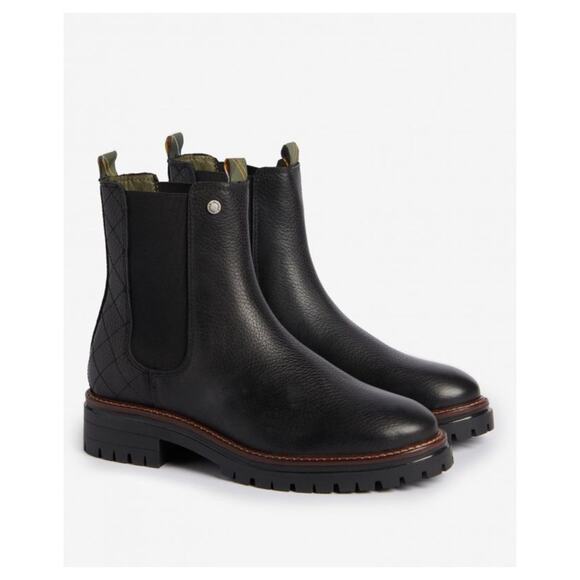 Barbour Evie Chelsea Boots in Black Leather sz 7 - Picture 1 of 9